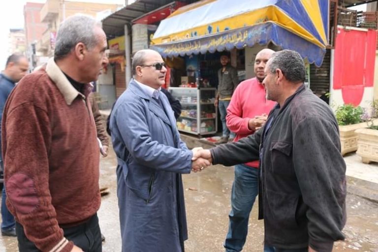 بالصور : سكرتير عام المنوفية يتفقد أعمال شفط تجمعات مياه الأمطار ببركة السبع ومليج
