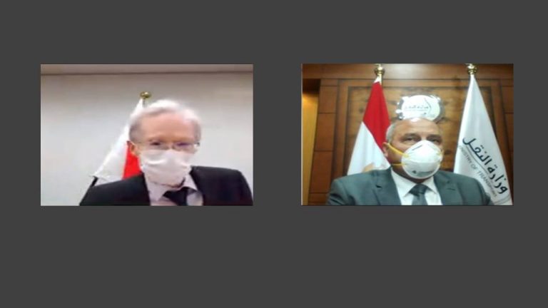 وزير النقل يبحث عبر تقنية الفيديو كونفرنس مع السفير الياباني بالقاهرة وبحضور ممثلي الجايكا في مصر وطوكيو اخر المستجدات الخاصة بالخط الرابع لمترو الانفاق