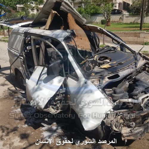 آثار الدمار في موقع انفجار إدلب وسط المدينة