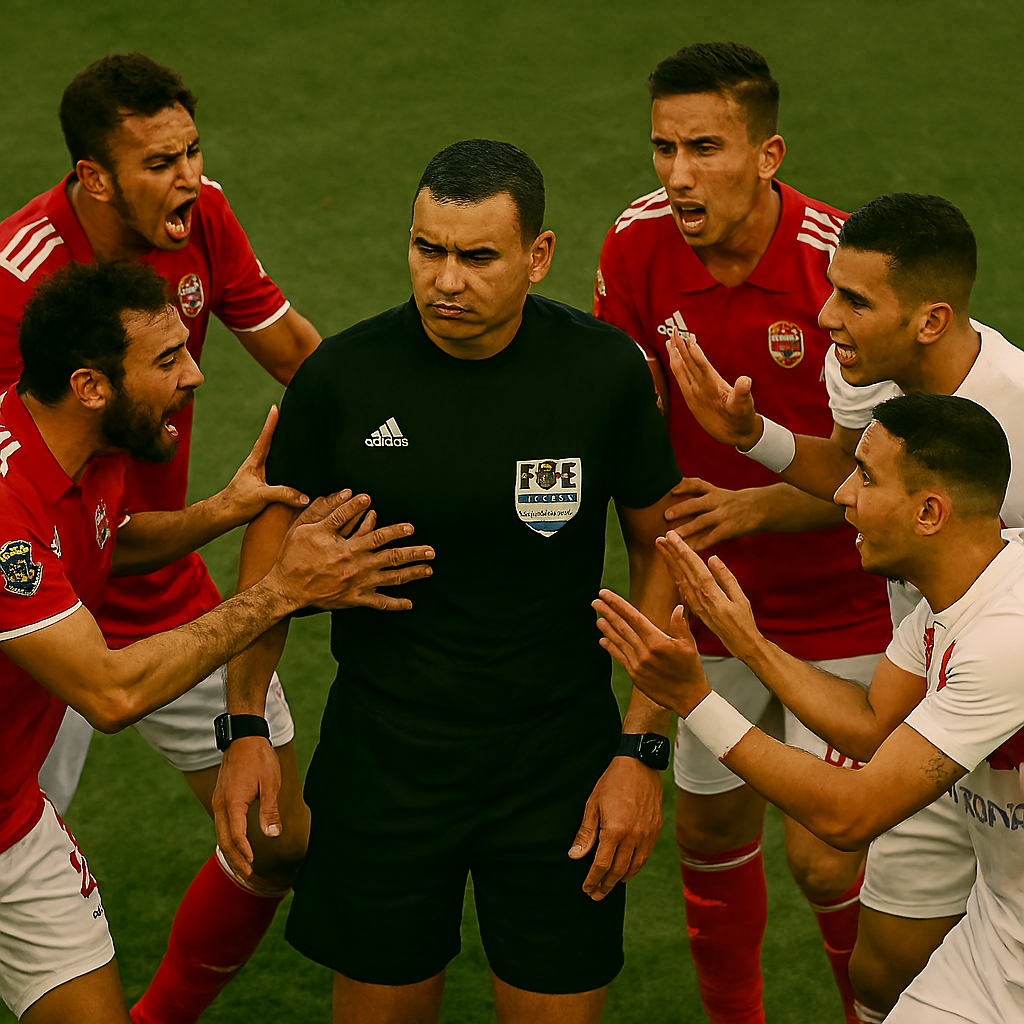 حكم مصري يواجه ضغوطات اللاعبين في مباراة قمة بين الأهلي والزمالك.