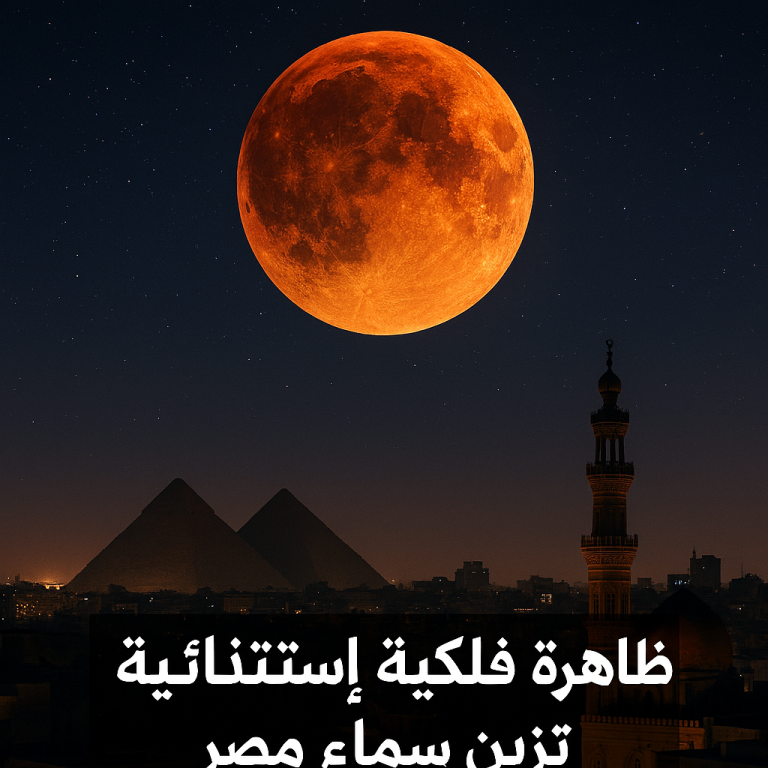 القمر بلون أحمر أثناء خسوف قمري كلي، خسوف القمر في مصر، القمر الأحمر، الظواهر الفلكية، حدث فلكي 7 سبتمبر 2025