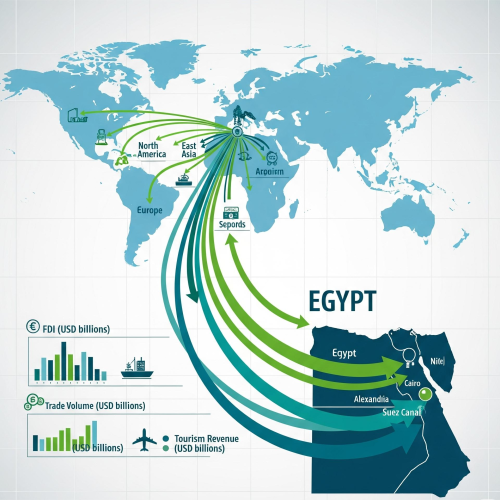 إنفوجرافيك يوضح تأثير الاقتصاد العالمي على مصر من خلال التجارة وأسواق العملات