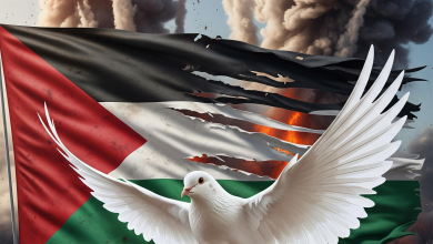 تصميم رمزي يوضح خطورة التصعيد في غزة على جهود السلام في المنطقة