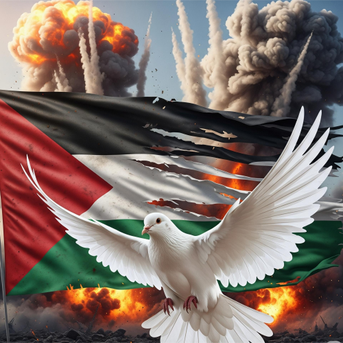 تصميم رمزي يوضح خطورة التصعيد في غزة على جهود السلام في المنطقة