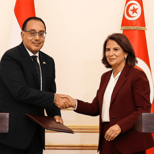 اللجنة العليا المشتركة المصرية التونسية العلاقات المصرية التونسية الاستثمار في تونس ومصر القضية الفلسطينية مصطفى مدبولي وسارة الزعفراني