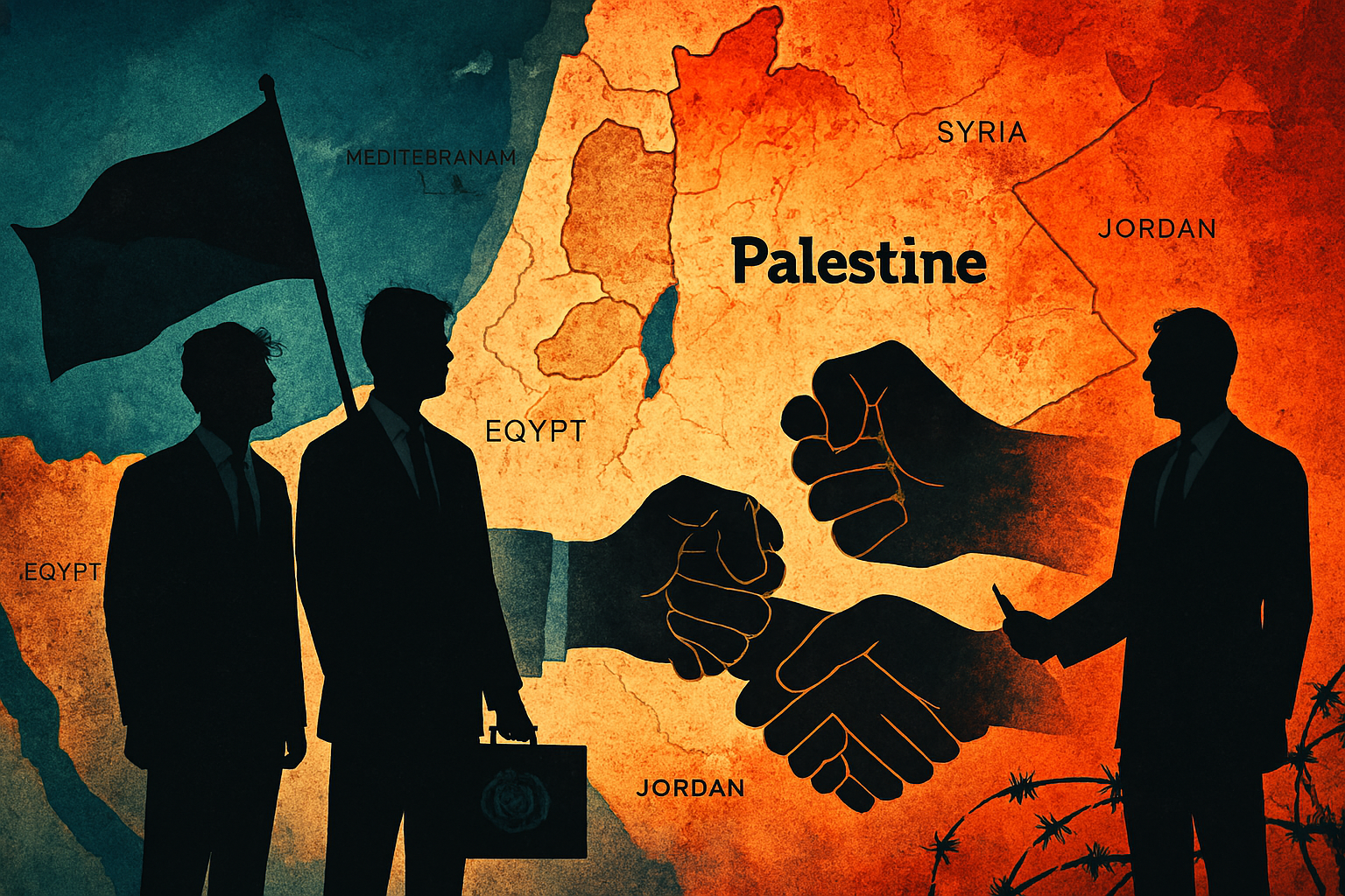 قادة دوليون يناقشون موقف بريطانيا من فلسطين وتأثير حرب غزة والمواقف الدولية، ترمز إلى الضغط من أجل الاعتراف بالدولة الفلسطينية ومساءلة الاحتلال الإسرائيلي والقانون الدولي.