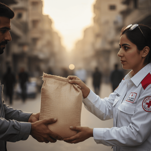 الهلال الأحمر المصري، قافلة زاد العزة، مساعدات غزة، معبر رفح، سلال غذائية، دعم إنساني
