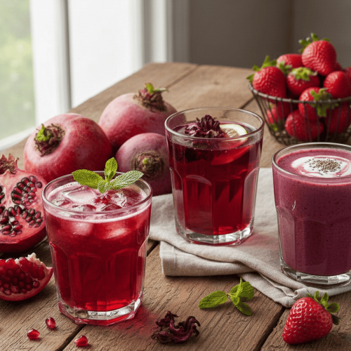 المشروبات الحمراء علاج الكوليسترول, مشروبات لخفض الكوليسترول, فوائد الرمان, عصير البنجر, الكركديه والضغط, صحة القلب, الوقاية من الجلطات, التغذية العلاجية, أطعمة باللون الأحمر, الدليل نيوز, كريم محمد