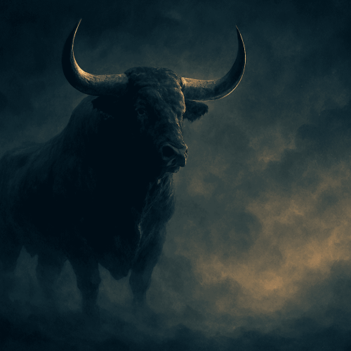 رسم تخيلي الثور قوي في بيئة ضبابية يعبر عن تفسير الأحلام