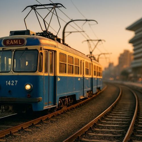 ترام الرمل الأزرق التاريخي في الإسكندرية ومشهد لأعمال التطوير