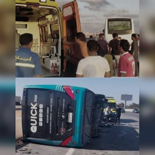 انقلاب حافلة فريق الاتحاد السكندري