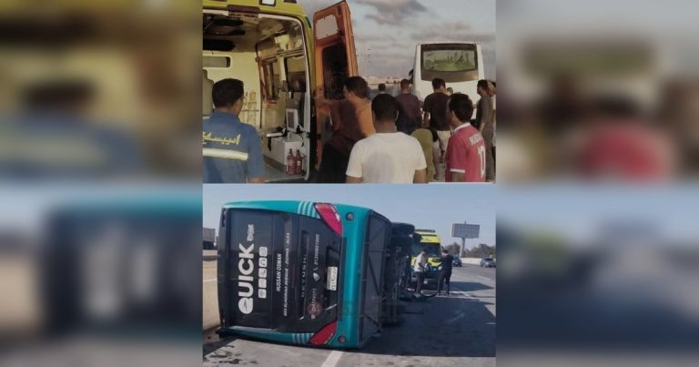 انقلاب حافلة فريق الاتحاد السكندري