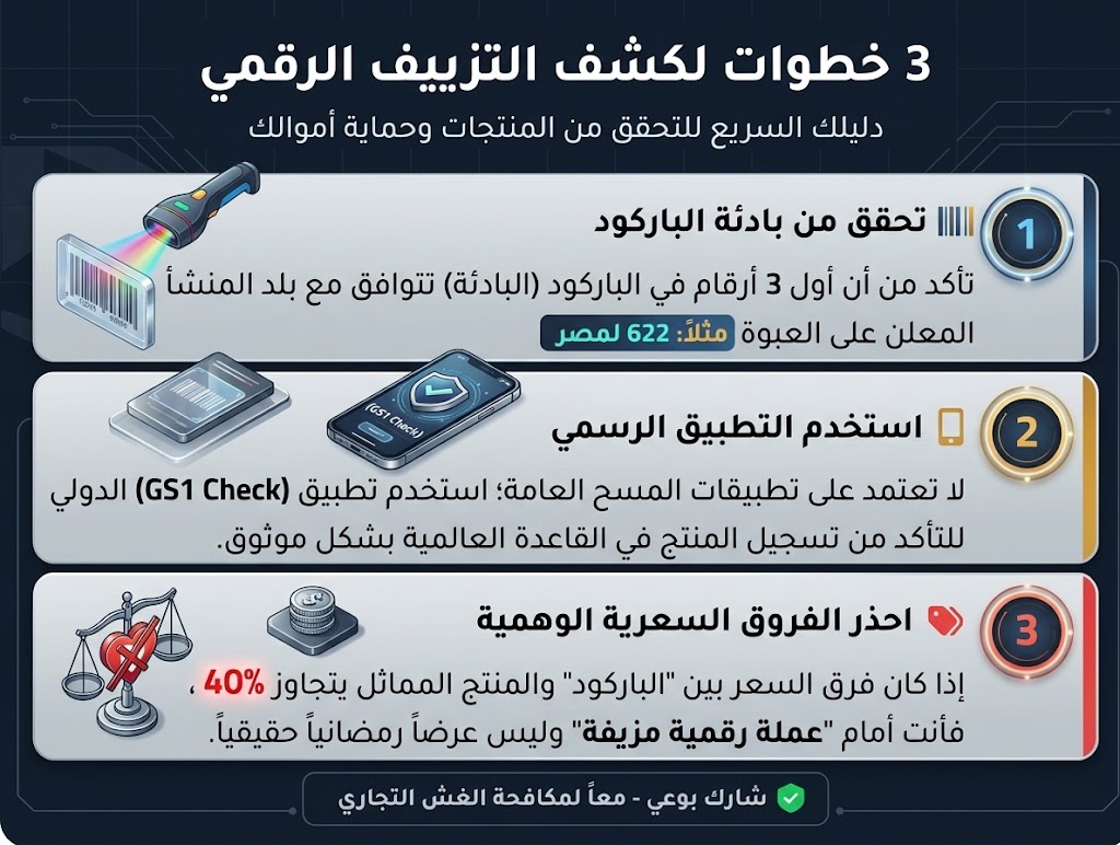 الباركود المزيف خدعة رقمية؛ تحقق من البادئة والتطبيق قبل الشراء