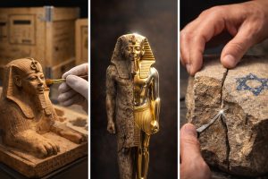 مقارنة بين حالة القطعة الأثرية قبل وبعد الترميم