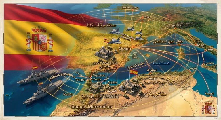 خريطة توضح موقع إسبانيا الاستراتيجي ومضيق جبل طارق