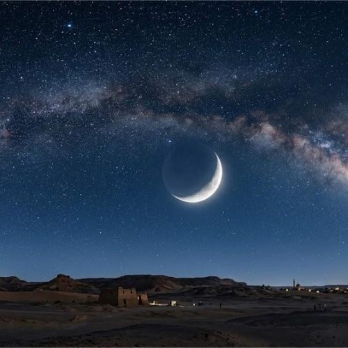 هلال القمر في سماء الليل ليلة الرؤية لتحديد موعد عيد الأضحى 2026 فلكياً وقفة عرفات
