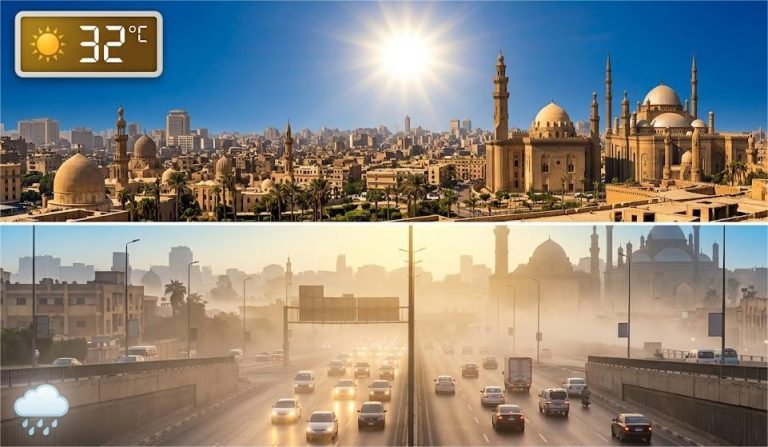 ارتفاع مؤقت في الحرارة بالقاهرة مع شبورة مائية صباحاً
