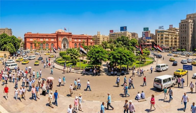 طقس حار في القاهرة اليوم - ميدان التحرير تحت أشعة الشمس حالة الطقس اليوم