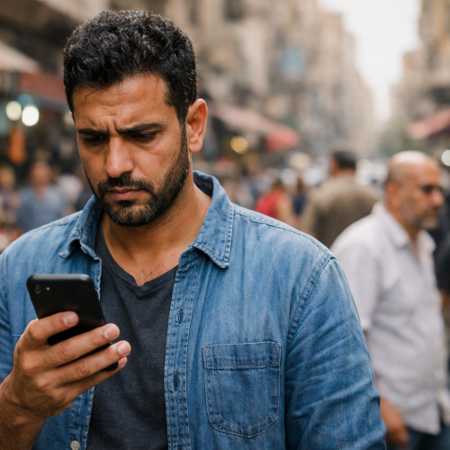 مواطن مصري يتفقد زيادة أسعار الاتصالات والإنترنت