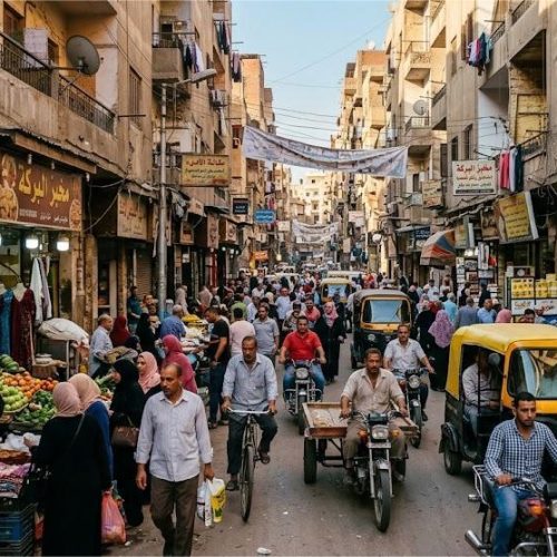 صورة لشارع مصري مزدحم النصف الثاني