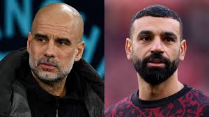 محمد صلاح بقميص ليفربول وبيب جوارديولا في لحظات وداع الدوري الإنجليزي