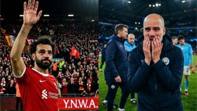 محمد صلاح بقميص ليفربول وبيب جوارديولا في لحظات وداع الدوري الإنجليزي