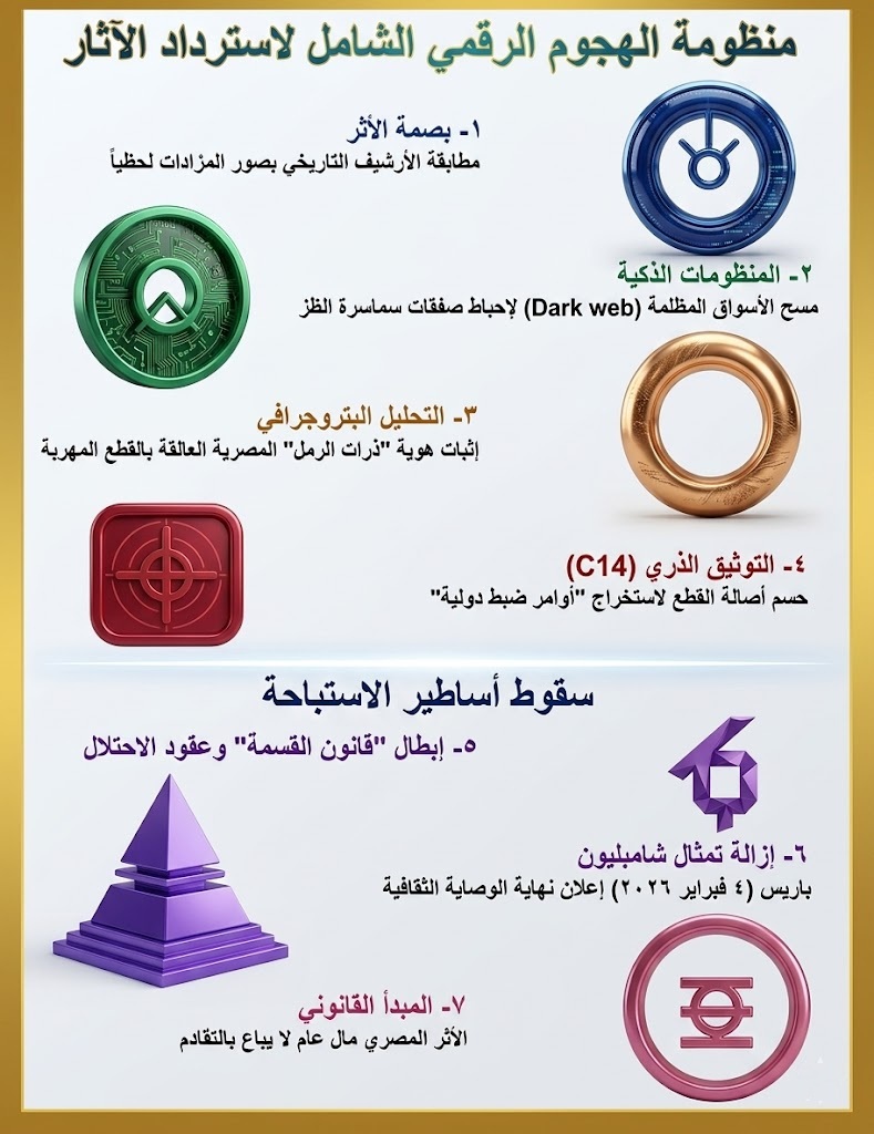 بروتوكول الاشتباك التكنولوجي دمج البصمة الجيولوجية والذكاء الاصطناعي لإجهاض صفقات المتاحف العالمية