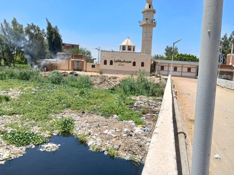 “استغاثة عاجلة من أهالي عزبة صيام التابعة لقرية طحلة بردين بسبب تراكم القمامة بالمصرف”