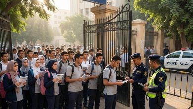 طلاب الثانوية العامة يدخلون لجان الامتحانات امتحان اللغة العربية للثانوية العامة