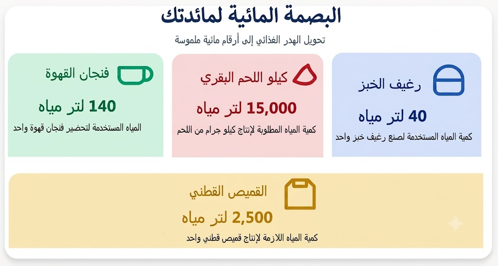 لبصمة المائية لمائدتك - تحويل الهدر الغذائي إلى أرقام مائية ملموسة