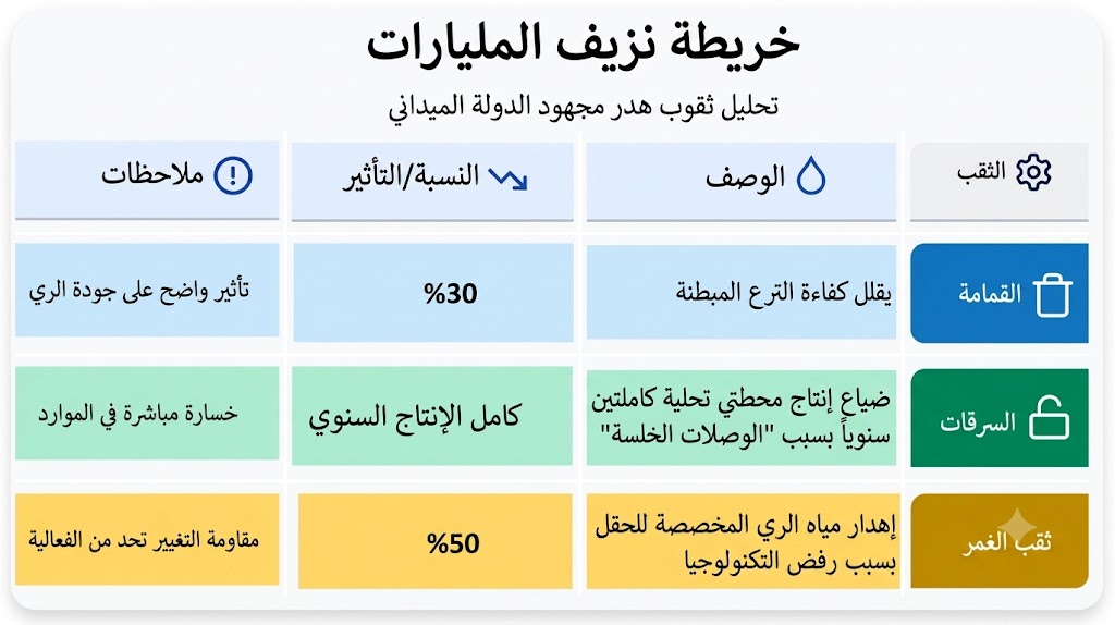 خريطة نزيف المليارات - تحليل ثقوب هدر مجهود الدولة الميداني