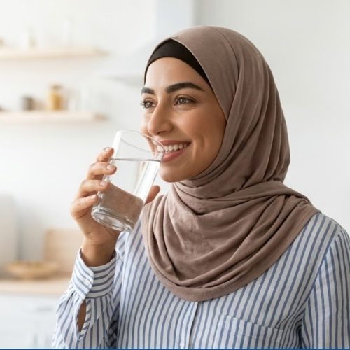 امرأة تتناول غذاء صحيا لتعزيز صحة الأمعاء والجهاز الهضمي