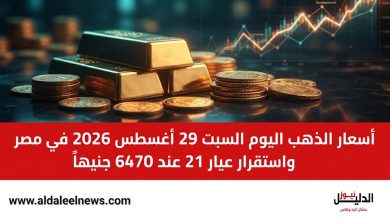 الذهب اليوم السبت 29 أغسطس 2026 في مصر