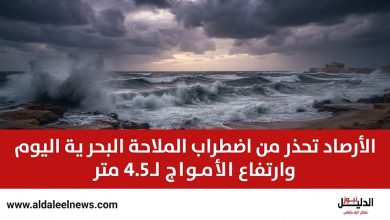 تحذير الأرصاد الجوية المصرية من اضطراب الملاحة البحرية وارتفاع الأمواج على السواحل الشمالية