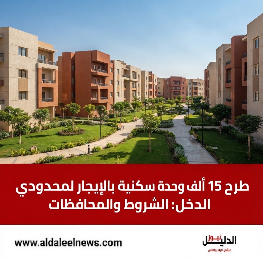  طرح 15 ألف وحدة سكنية بالإيجار لمحدودي الدخل بجميع المحافظات.